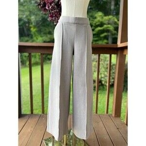 Lee Wide Leg Pull-On Pants Medium Gray Stretch Pintuck Lounge Trousers